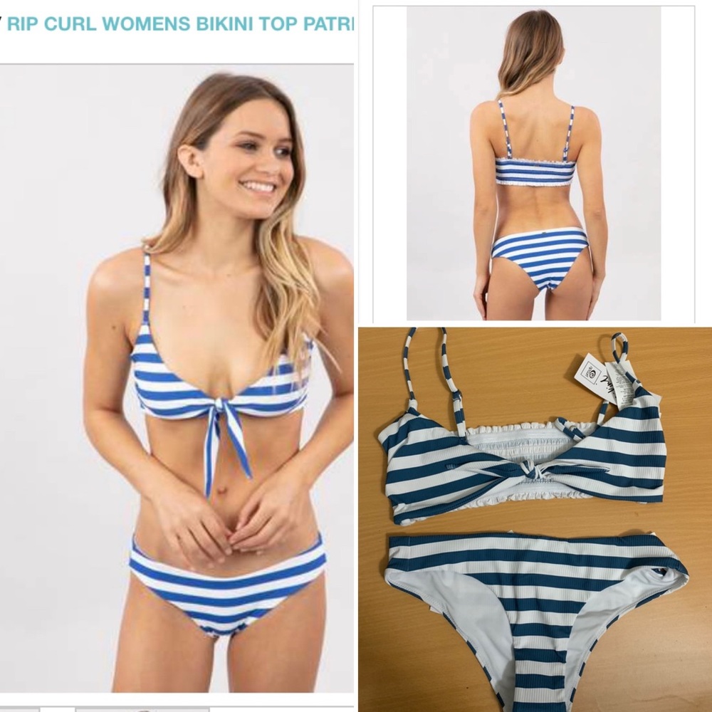Rip Curl Stripe Tie Front Patriot Blue bikini set